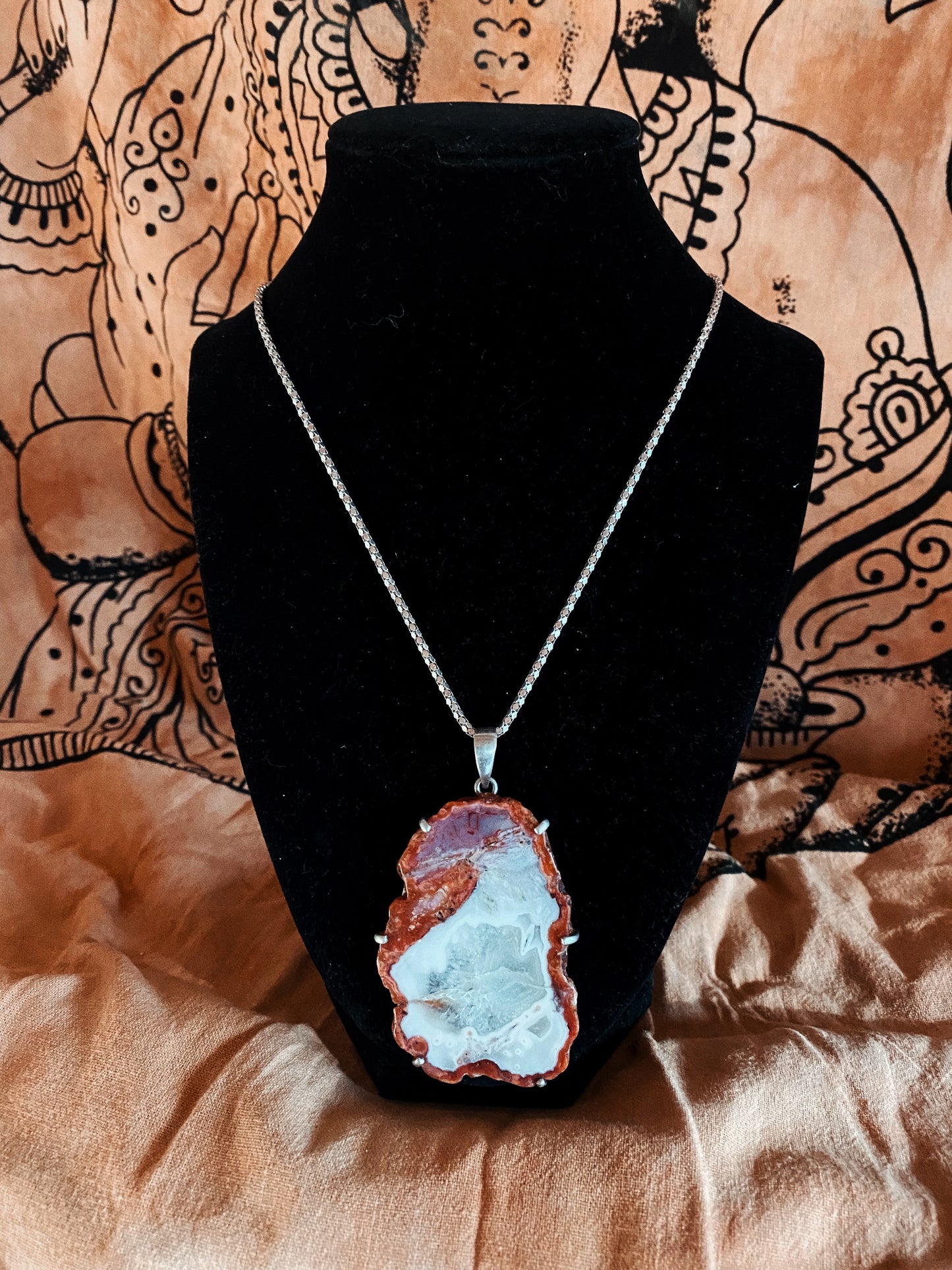 SILVER X CORAL AGATE