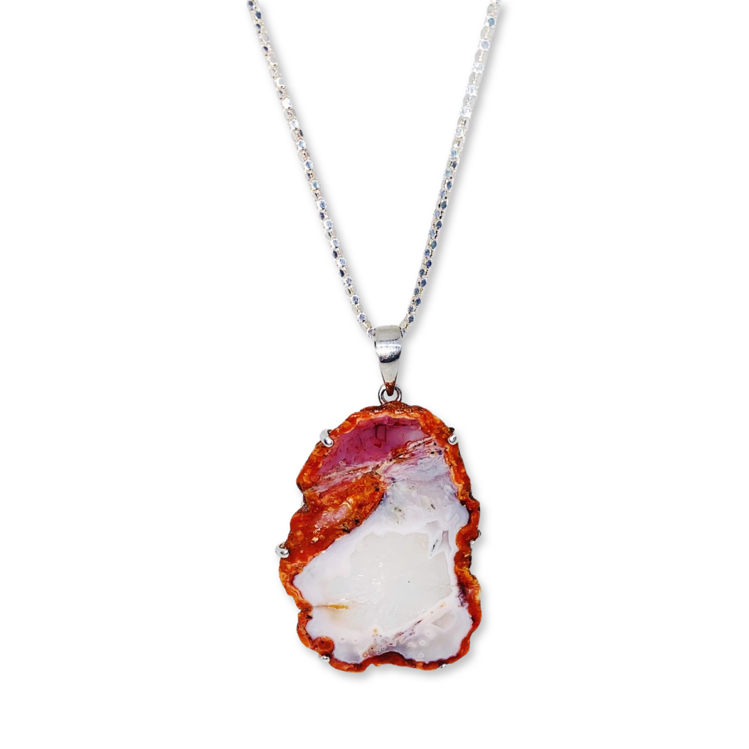 SILVER X CORAL AGATE