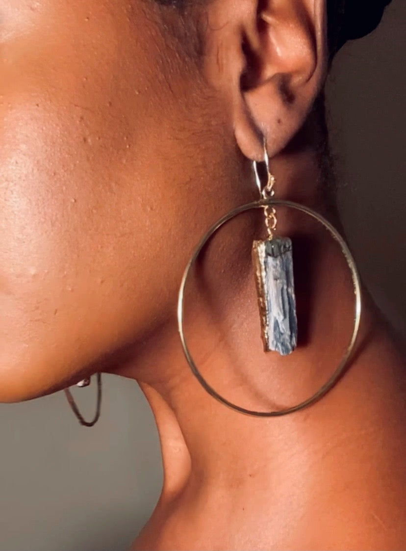 BLUE KYANITE HOOPS