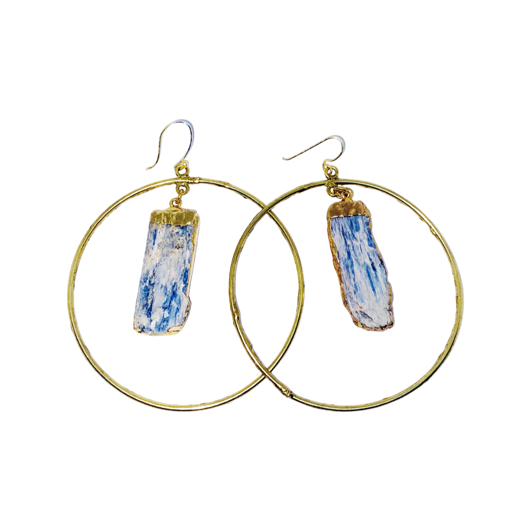 BLUE KYANITE HOOPS